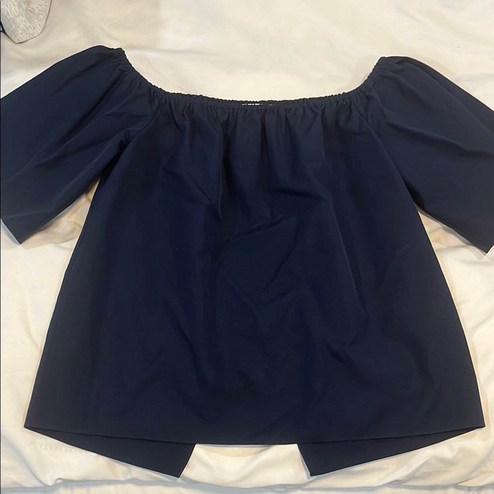 Elegant Navy Off-Shoulder Women's Top Alice and Olivia Open Back